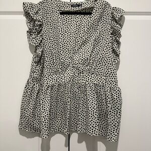 Boohoo Plus Black and White Polka Dot Blouse
